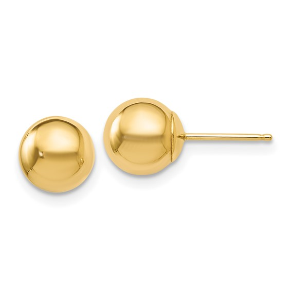 14K Yellow Gold 7mm Ball Stud Earrings