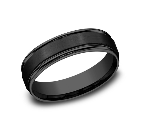 Black Titanium Satin Comfort Fit 6mm Wedding Band