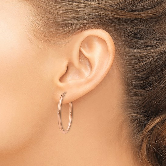 14K Rose Gold Oval Hoop Earrings