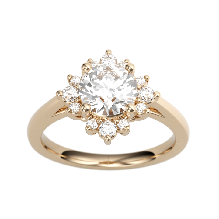 14K Rose Gold Halo Round Diamond Semi-Mount Ring .19CTW.