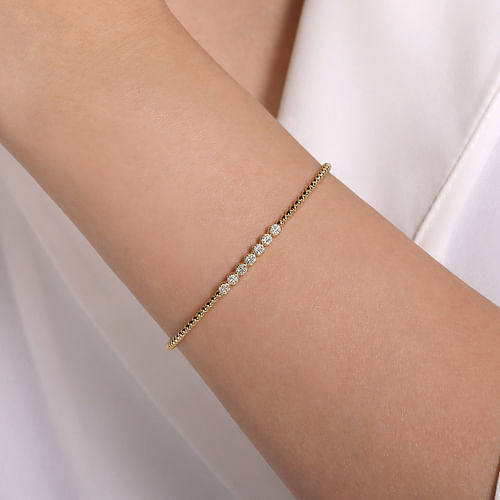 14K Yellow Gold 0.13 CTW. Natural Diamond Bangle Bracelet