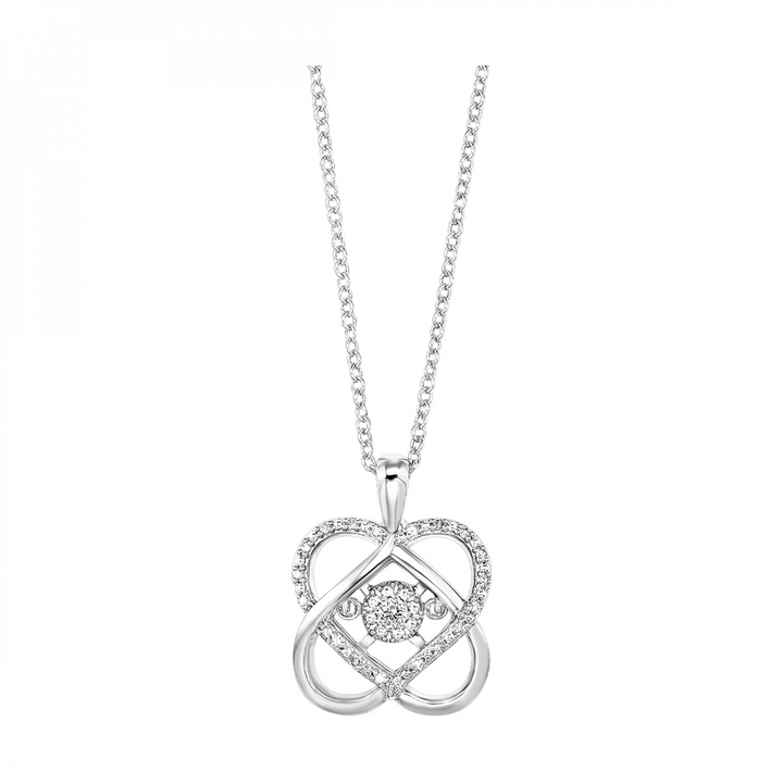 Sterling Silver .10CTW. Natural Diamond Rhythym of Love Pendant Necklace