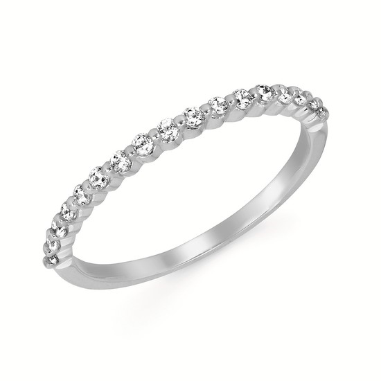 14K White Gold 0.20CTW Natural Diamond Wedding Band