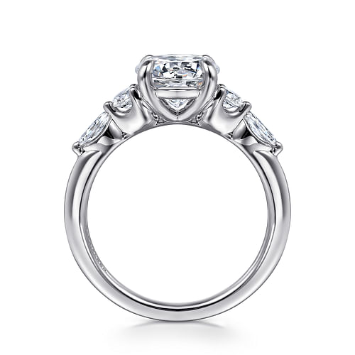 14K White Gold Accented Round Diamond Semi-Mount Ring .34CTW.