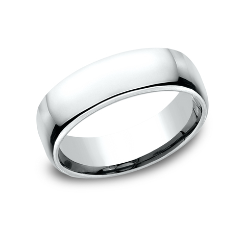 14K White Gold Polished Comfort Fit 6.5mm Wedding Band