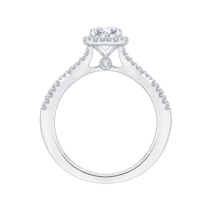 14K White Gold Halo Twist Round Diamond Semi-Mount Ring .81CTW.