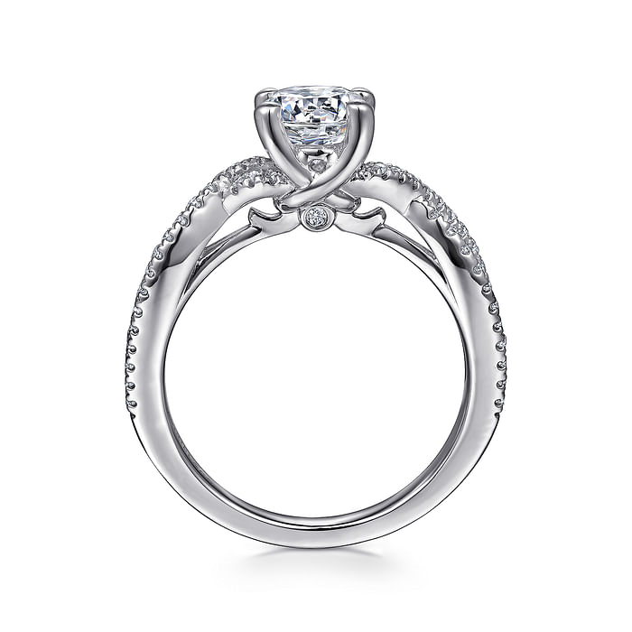 14K WhiteTwist Round Diamond Semi-Mount Ring .22CTW.