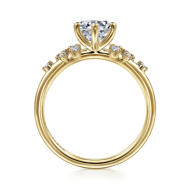 14K Yellow Gold Accented Round Diamond Semi-Mount Ring 0.17CTW.