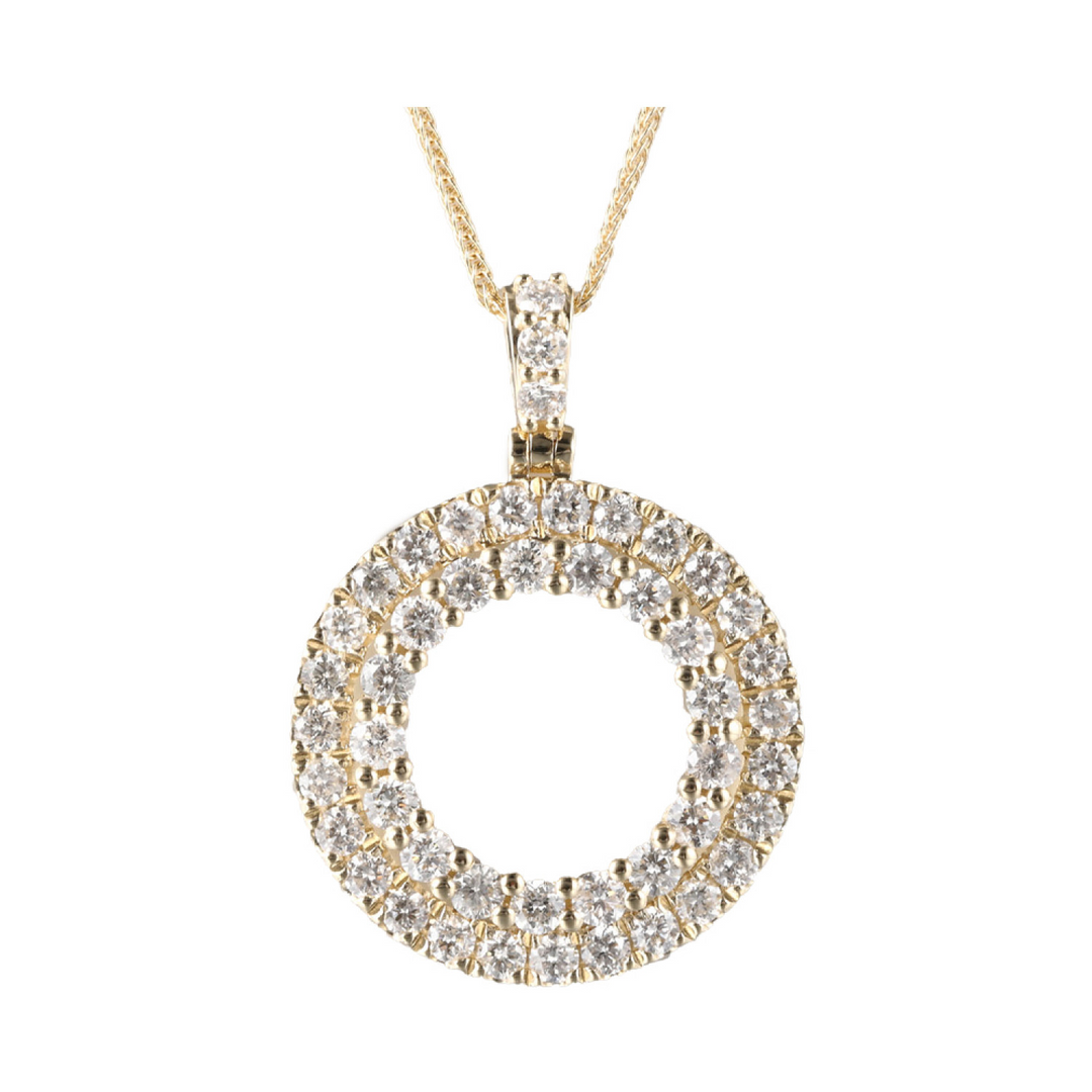 14K Yellow Gold 1.00CTW. Natural Diamond Statement Pendant Necklace