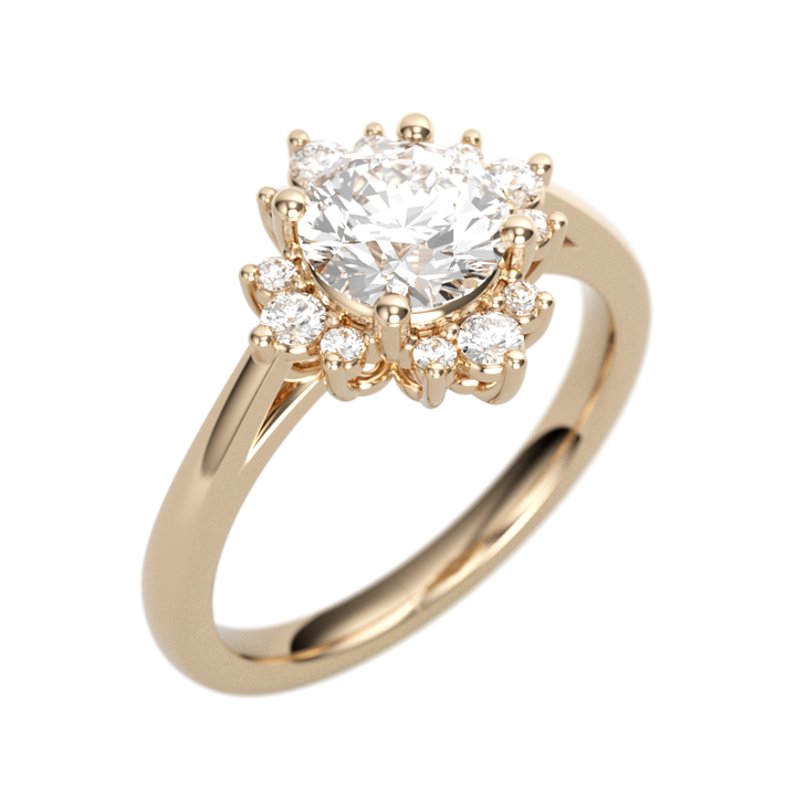 14K Rose Gold Halo Round Diamond Semi-Mount Ring .19CTW.