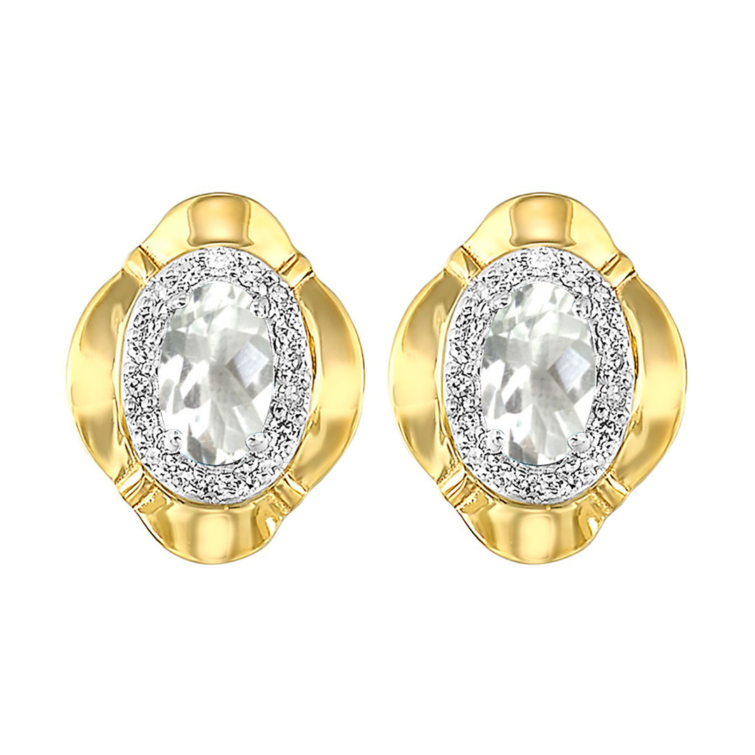 10Kt Yellow Gold Diamond 1/10Ctw & White Topaz 1/2Ctw Earring