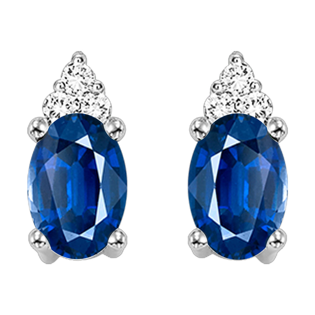 10Kt White Gold Diamond 1/20Ctw & Sapphire 1/4Ctw Earring