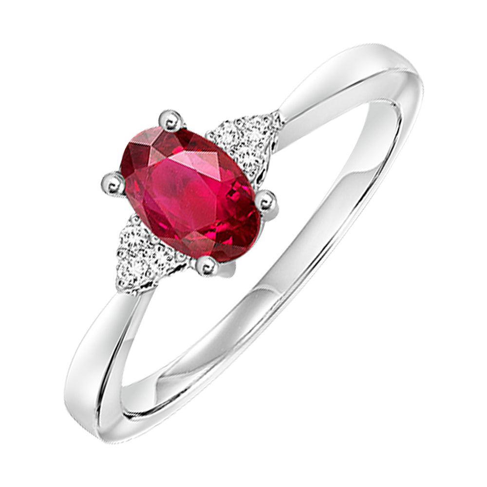 10Kt White Gold Diamond 1/20Ctw & Ruby 1/2Ctw Ring