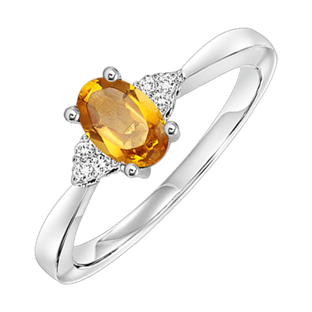 10Kt White Gold Diamond 1/20Ctw & Citrine 1/2Ctw Ring