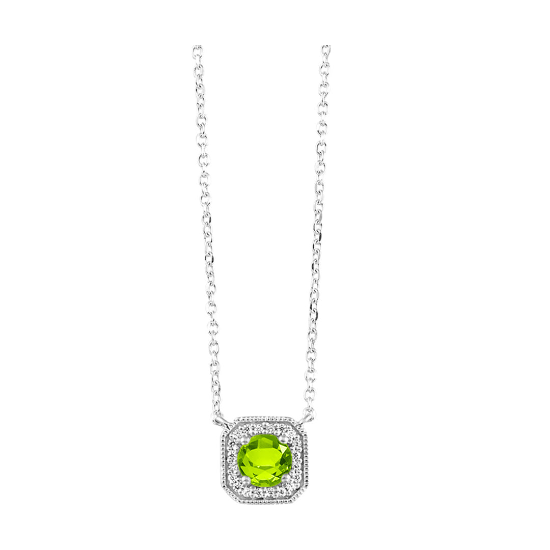 10Kt White Gold Diamond 1/20Ctw & Peridot 1/2Ctw Pendant