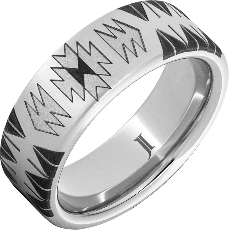 Silver Serinium Navaujo Pattern Standard Fit 8mm Wedding Band