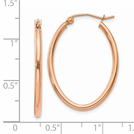 14K Rose Gold Oval Hoop Earrings