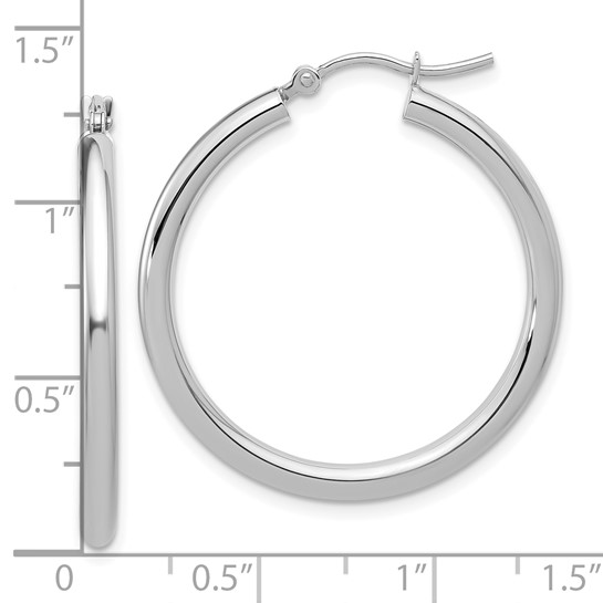 14K White Gold Lightweight Tube Hoop Earrings