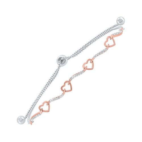 SS/RG .13CTW HEART BOLO BRACE