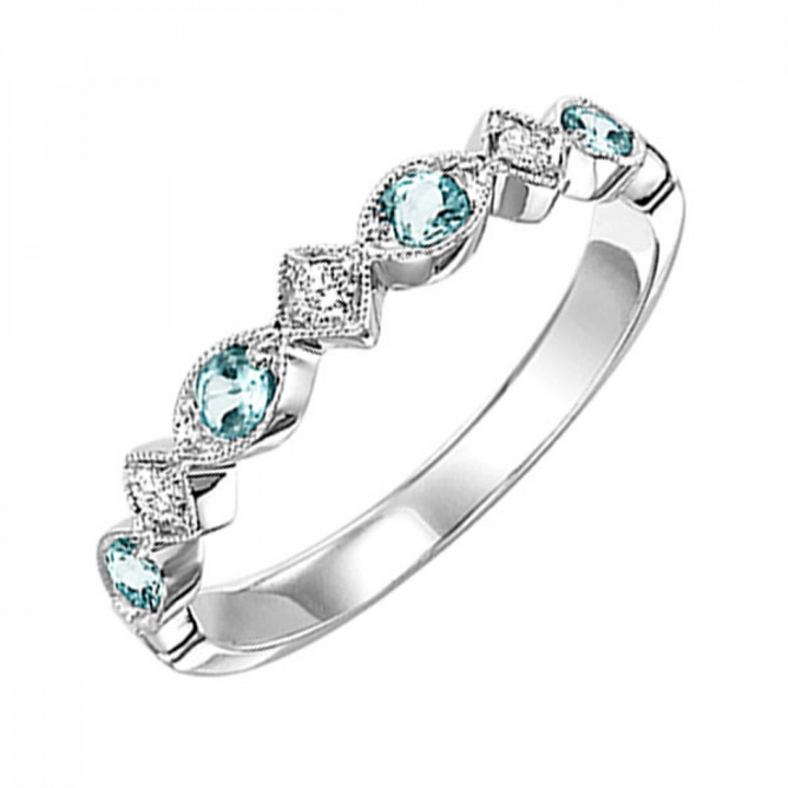 10K White Gold Natural Topaz Stackable Ring