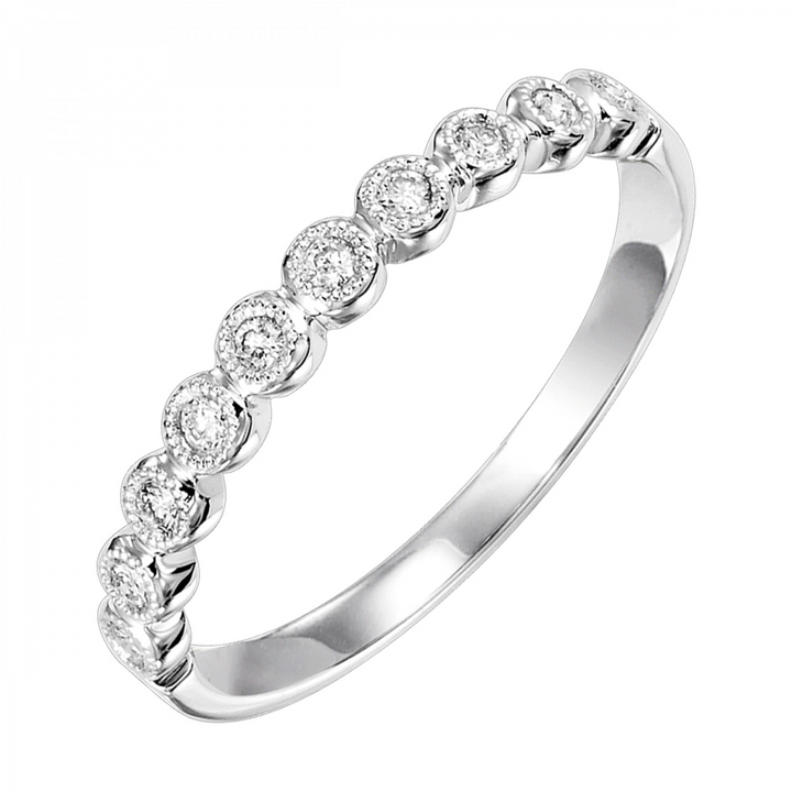 14K White Gold 0.10CTW Natural Diamond Circle Stackable Ring