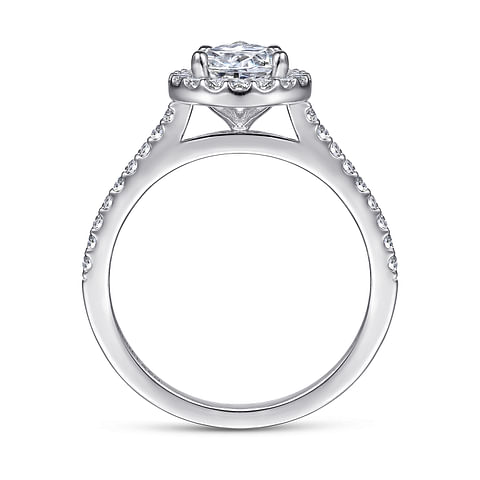 14K White Gold Halo Accented Pear Diamond Semi-Mount Ring .31CTW.