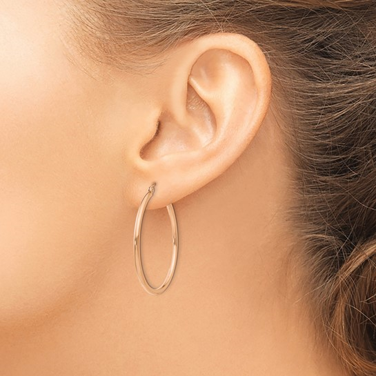 14K Rose Gold Thin Hoop Earrings