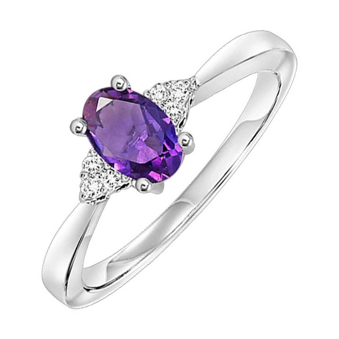 10K White Gold Natural Amethyst Cocktail Ring