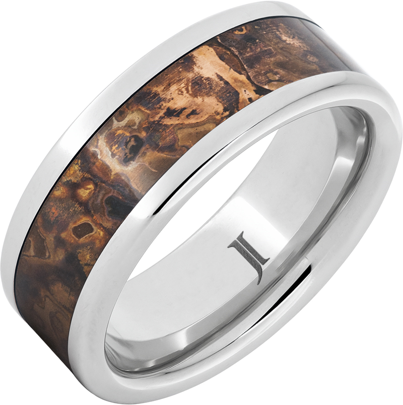 Silver Serinium Copper Inlay Comfort Fit 8mm Wedding Band