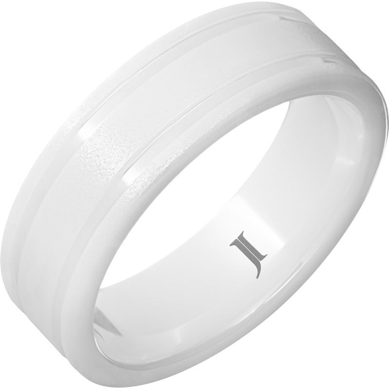 White Ceramic Polished Standard Fit 7mm Wedding Band