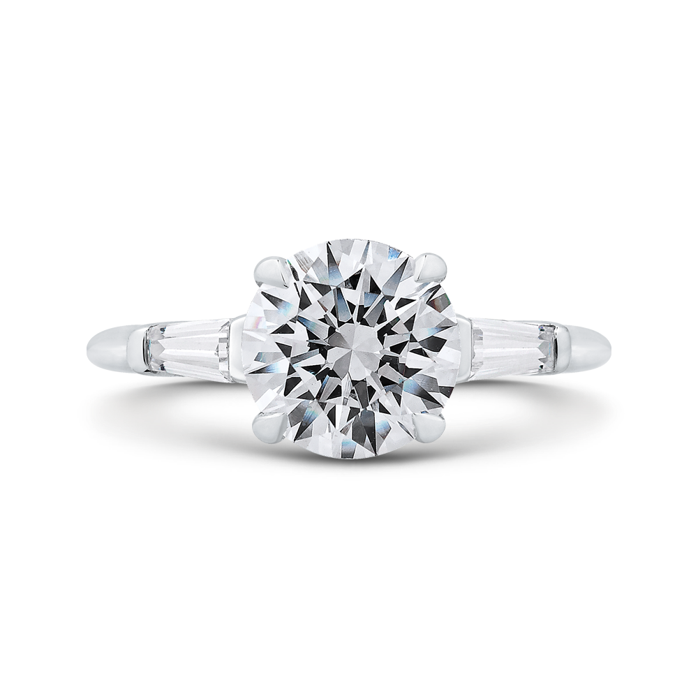 14K White Gold 3 Stone Round Diamond Semi-Mount Ring .22CTW.