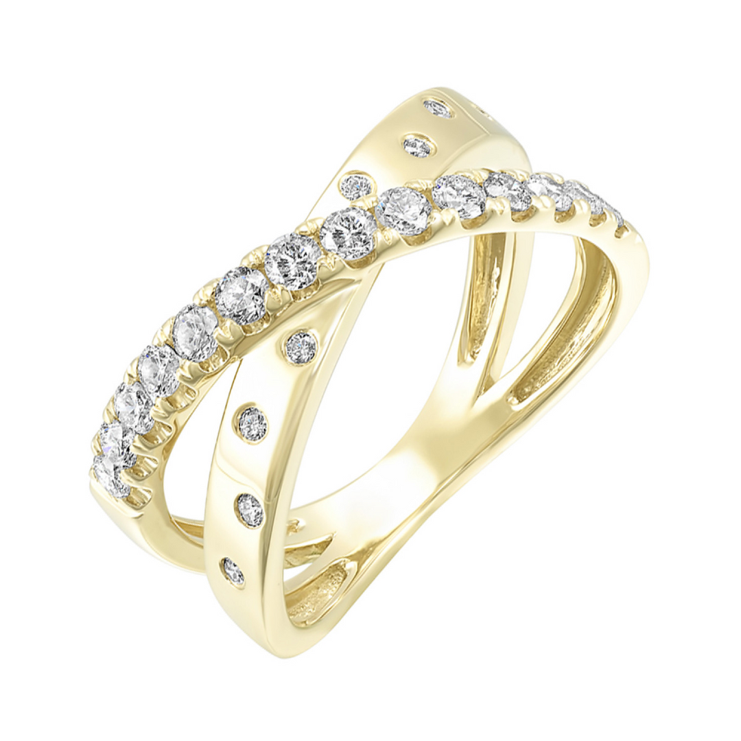 14K Yellow Gold 0.50CTW Natural Diamond Twist Ring