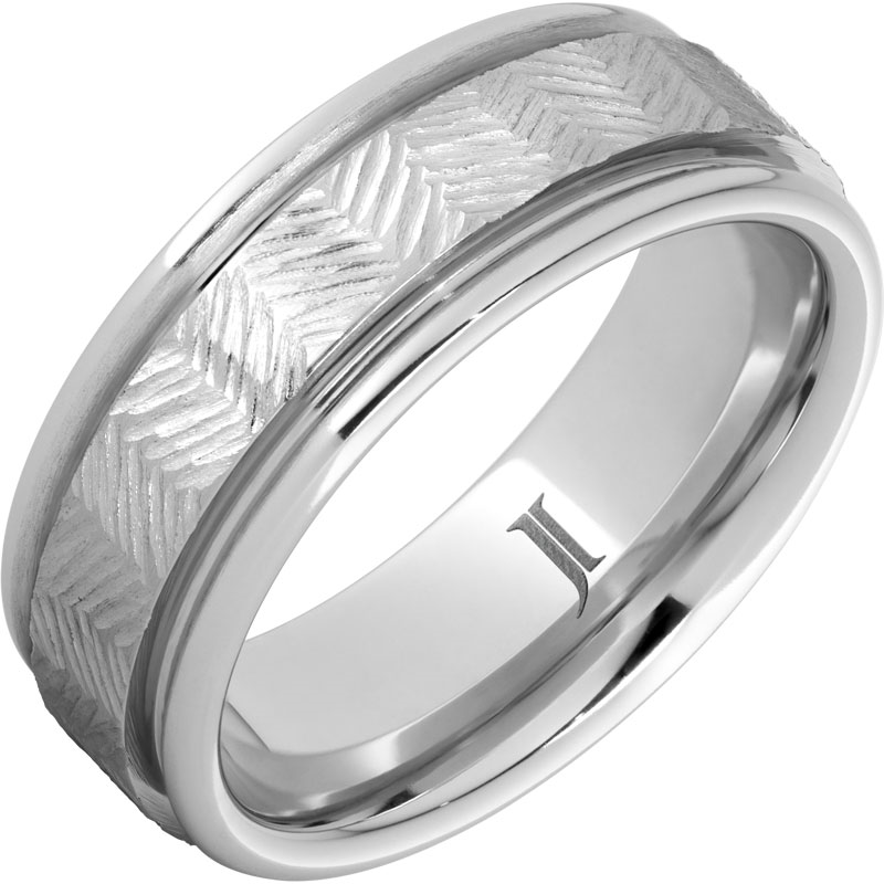 Silver Serinium Thicket Pattern Standard Fit 8mm Wedding Band